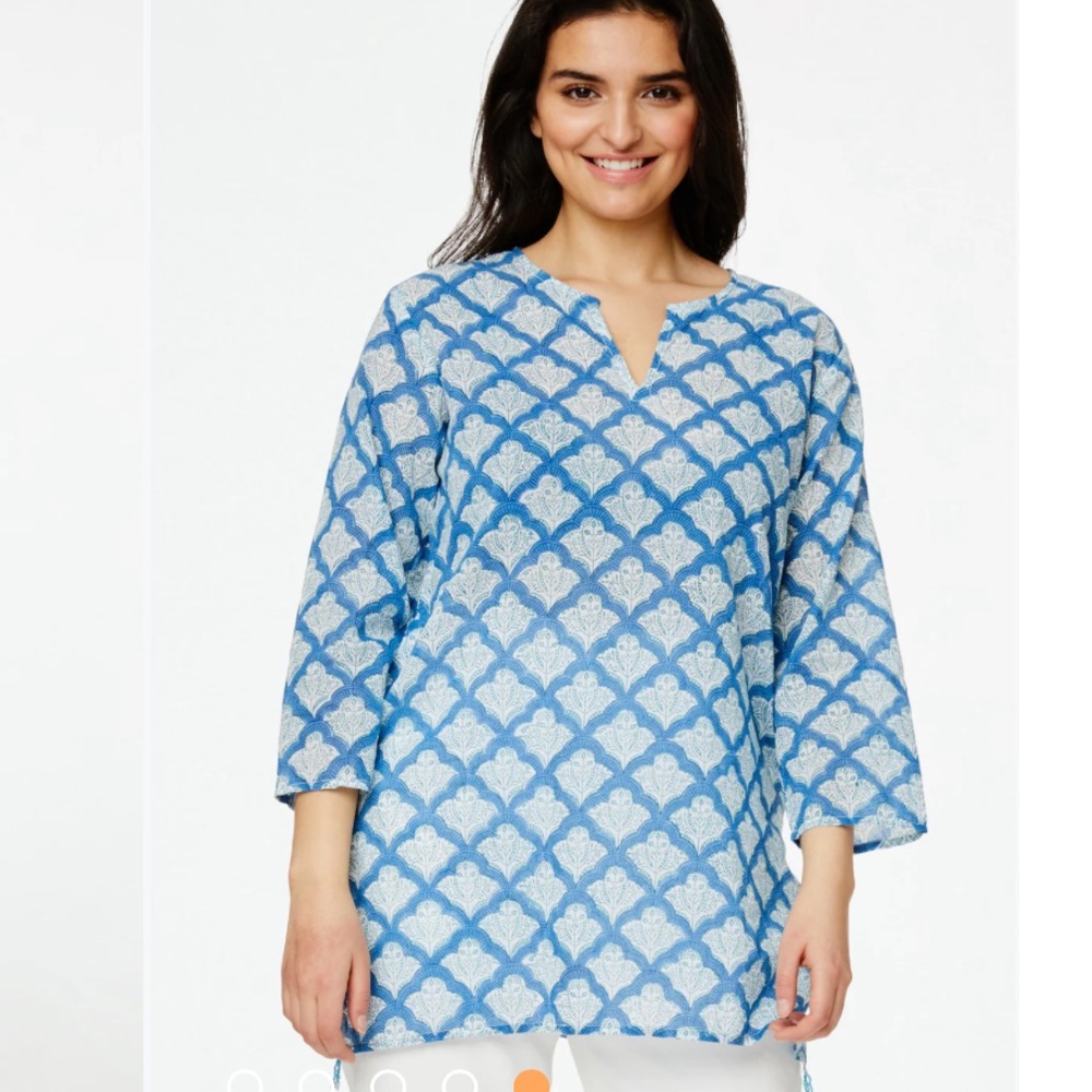Roller Rabbit • Jemina Kurta Tunic Top 100% Cotton Size Medium